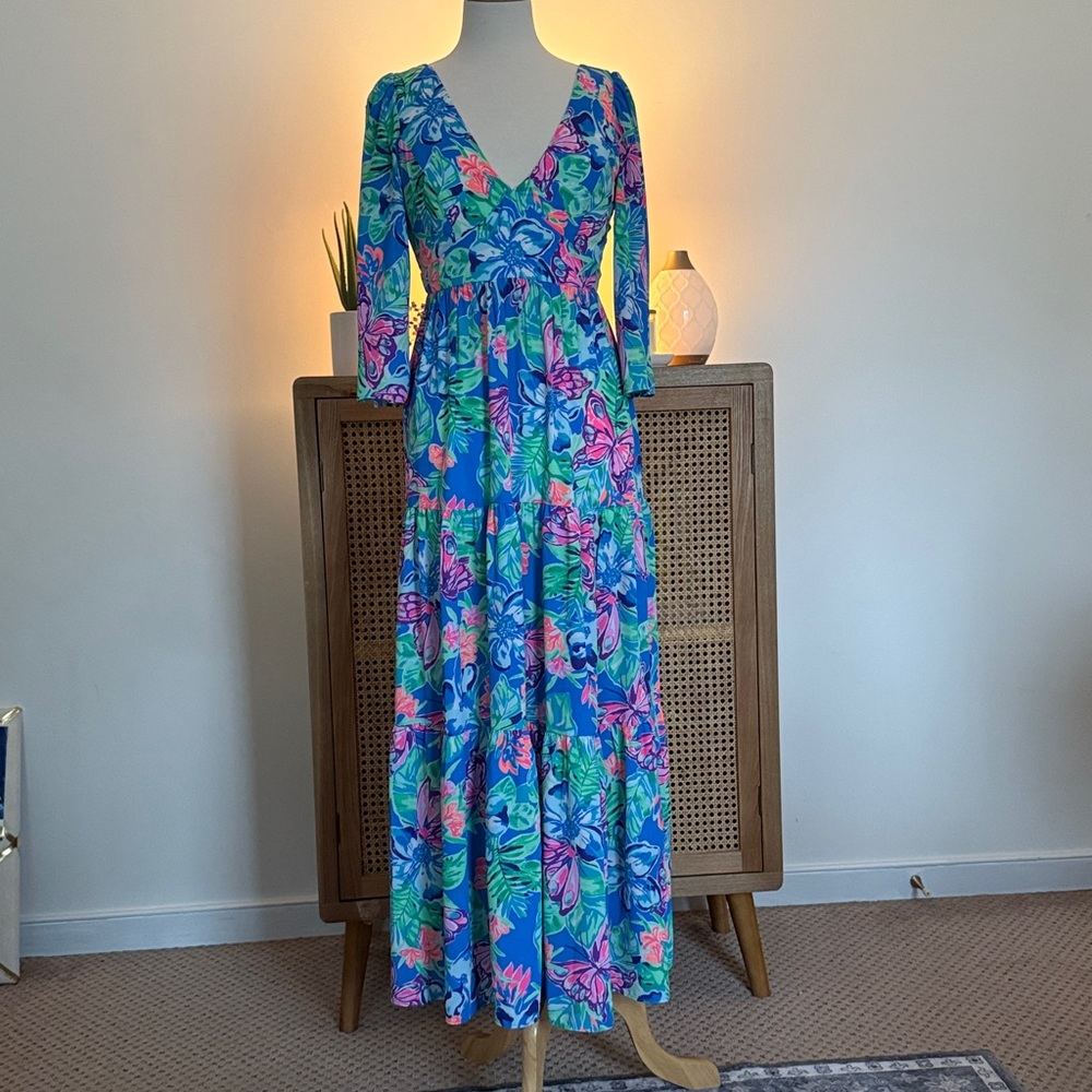 Lilly Pulitzer Maxi Dress Size 2 – Tropical Print Resort Wear